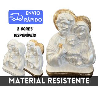 Imagem Busto Sagrada Família Decorativa Para Caixa de Padrinhos Perolada 12cm Delicada Presente Religioso