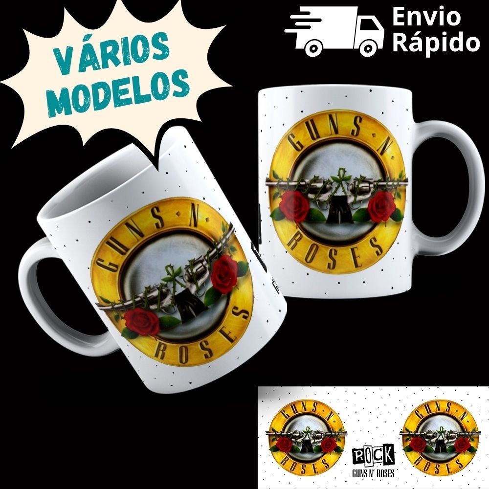 Caneca Guns N' Roses Axl Slash Duff Rock N' Roll Guns & Roses Guns And Roses Rock And Roll