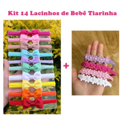 Kit 14 Lacinhos de Bebê Menina na Tiarinha Saida Maternidade rn