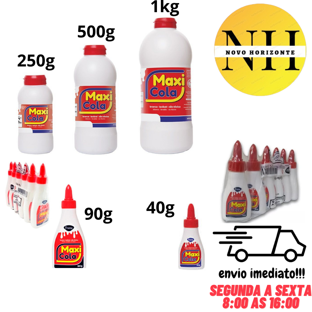 Cola Branca Escolar Várias opções Unidade e Kits Maxi Cola/Piratininga Papelaria