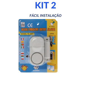 KIT 2 Alarme Sonoro Magnético Janelas Portas Contra Invasão