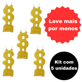 Vela de Magia Cifrão ou Chama Dinheiro Kit Com 5 Unidades em Oferta na Shopee