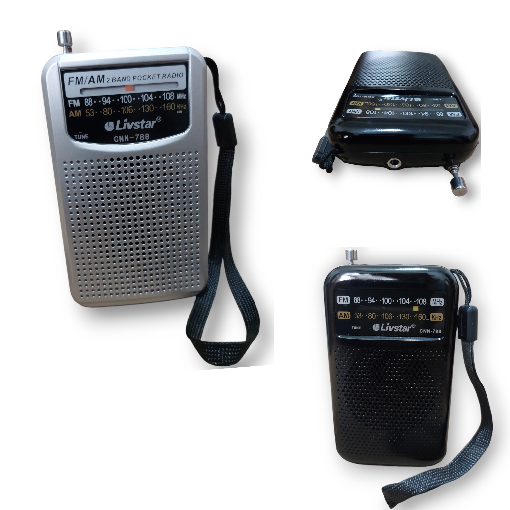 Mini Rádio Livstar 2 Bandas Am/Fm 1W á Pilha CNN-788/798 + Pilhas