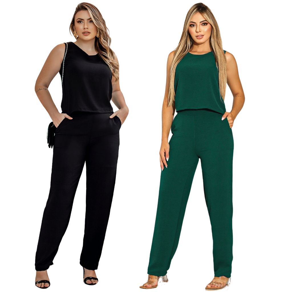 Conjunto Calça Wide Leg Mais blusinha Feminino Duna