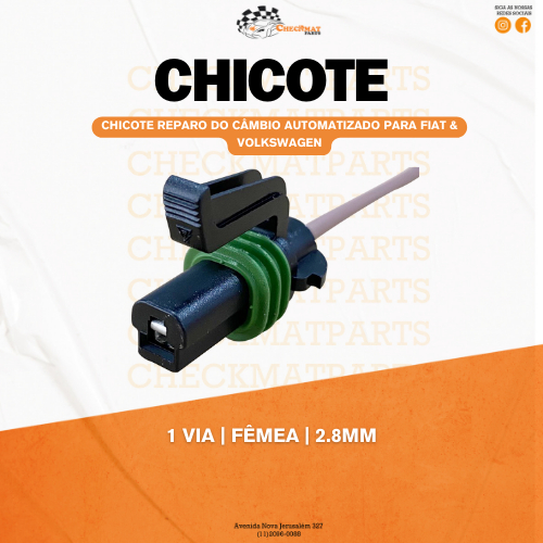 Chicote Reparo Câmbio Automatizado - 1 Via Fêmea - 2.8mm - Fiat- Volkswagen Motor Elétrico  Dualogic I-Motion