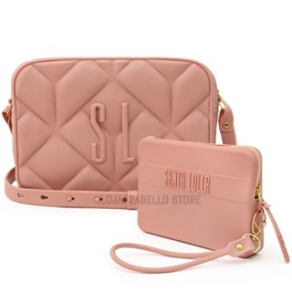 Bolsa e Carteira Feminina Emborrachada Tiracolo Transversal
