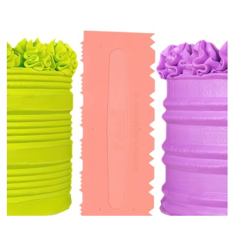 Espátula Decorativa 17 leni Blue Star Grande Para Bolo Régua Raspadora Alisadora Textura Confeitaria espatula para acabamento de bolo espatula pasta americana espatula para confeitaria Raspadora Alisadora Textura Confeitar