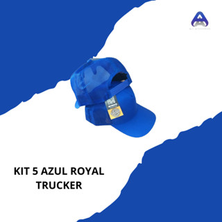 KIT 5 Bonés Trucker Azul Royal sem estampa Unissex