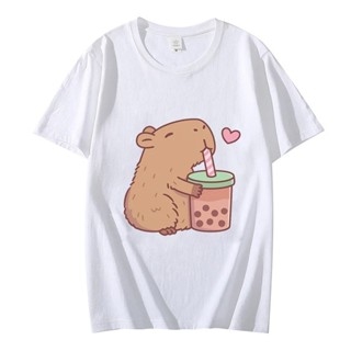 Camiseta Básica Unissex Algodão Cute Heart Capivara Bubble Gun
