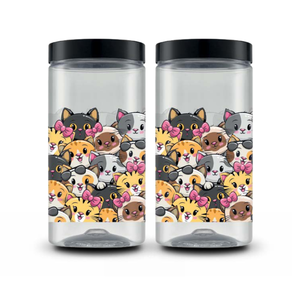 Kit 2 Unidades Pote 2000ml Mix Cat Plástico Gato Estampa Exclusiva Mantimento Cozinha Achadinhos Shopee