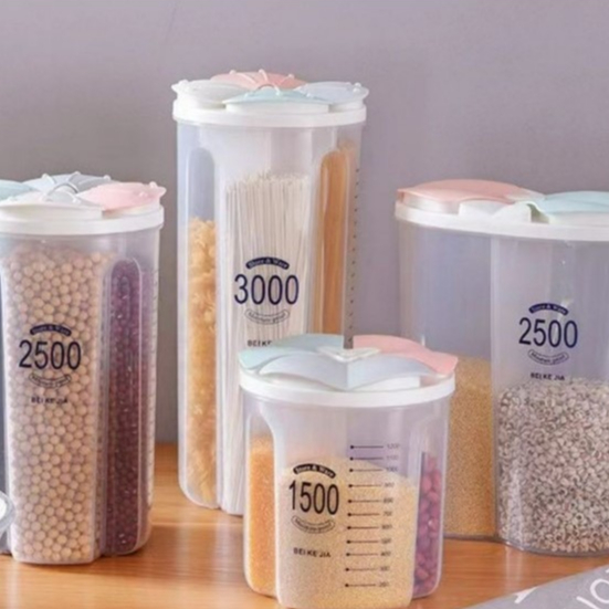 Pote Plásticos Armazenador Medidor Com 3 Divisorias 1500 Ml clink
