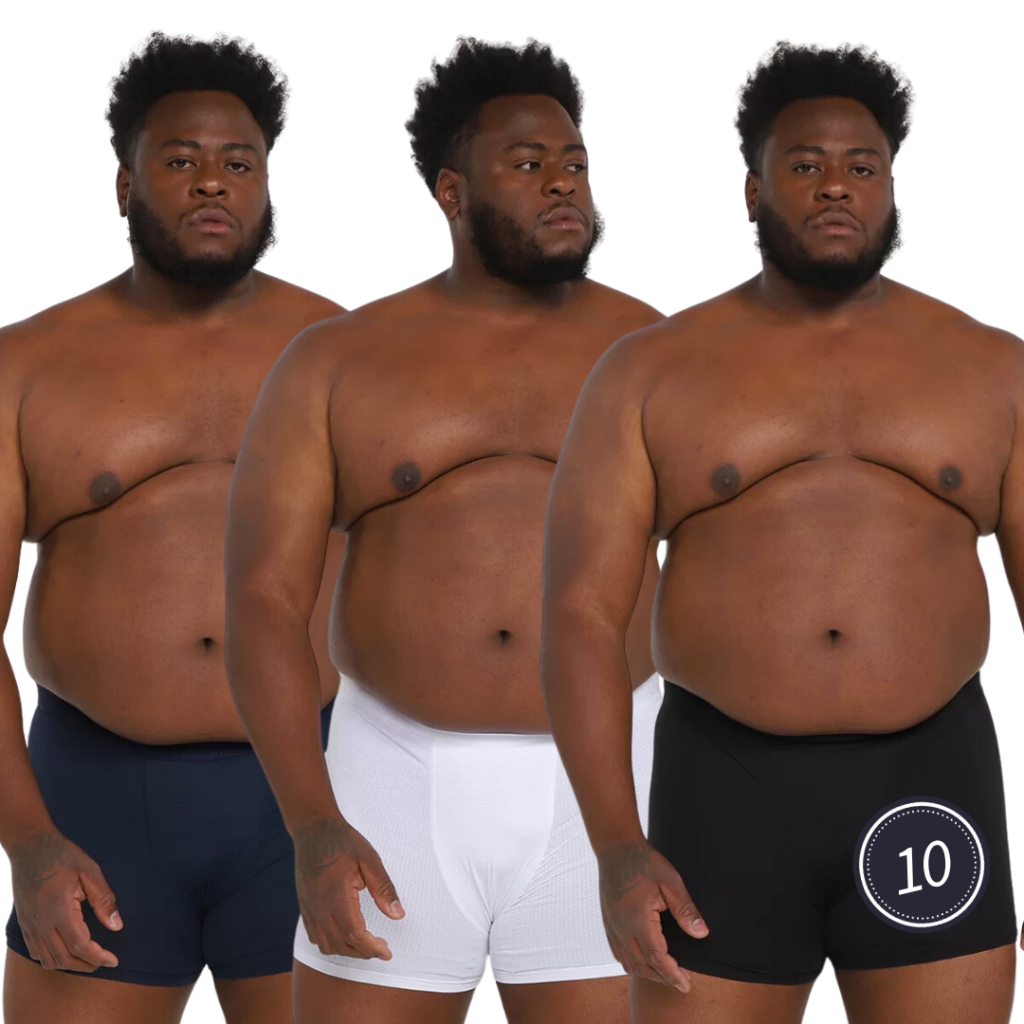 Kit 10 Cueca Plus Size Box Masculina Microfibra Extra Grande Boxer Lisa Confortável 328