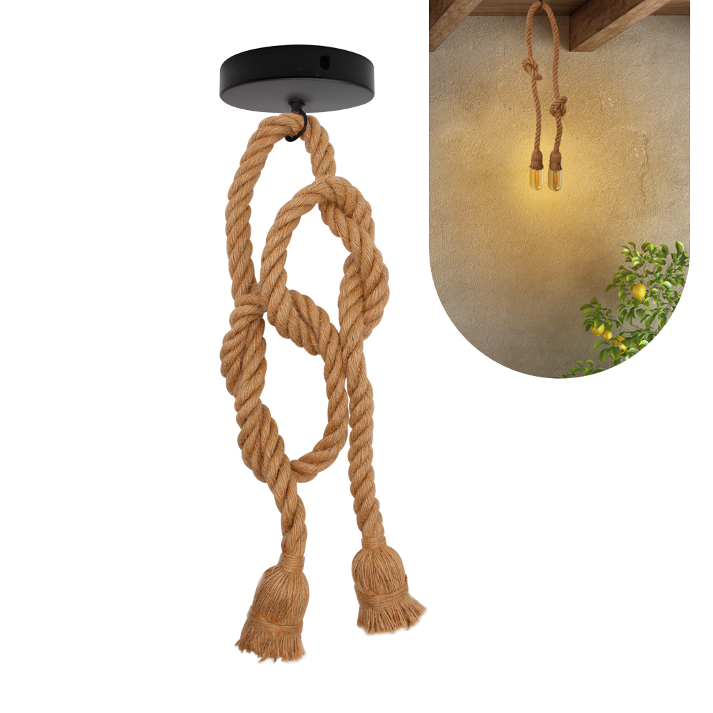 Luminária Pendente Rústico Duplo Teto Corda Sisal 1m Lpcr12 em Oferta na Shopee