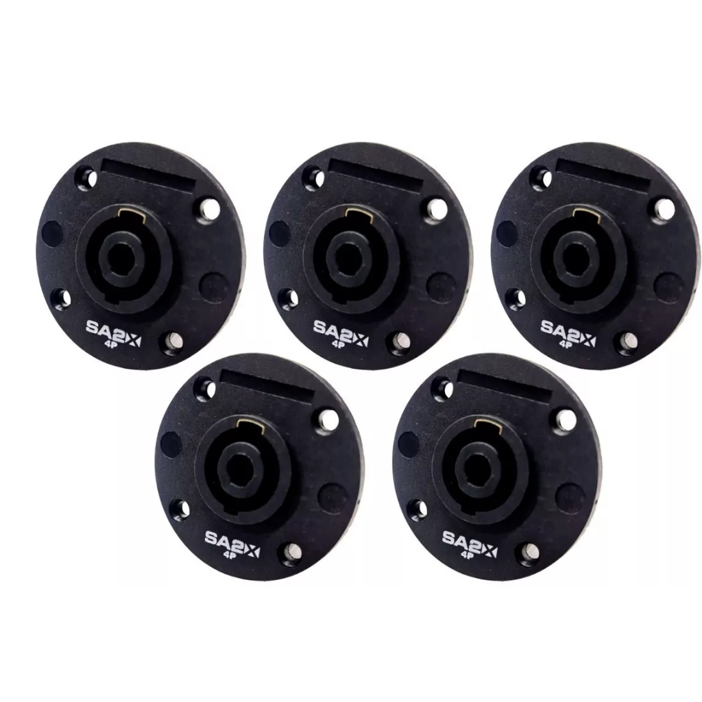Kit 5 Plug Speakon Fêmea Painel 4 Polos - Santo Angelo Sa2x