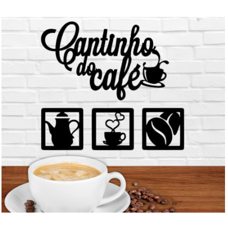 Kit 3 Plaquinhas + letreiro Para Decoração Cantinho Do Café mdf 3mm