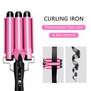 Chapinha Triondas Ondulador Formador Triplo 25mm Modelador de Cachos Onda Cabelo Cerâmica Para Longo E Curto 200°C