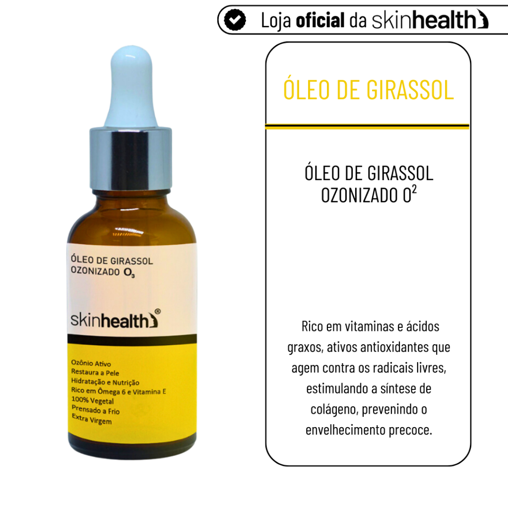 Detalhes do Óleo Girassol De Ozônio 30ml Concentrado Para Manchas Acnes e Espinhas