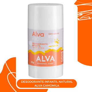 Desodorante 100% Natural Infantil Twist Camomila 33g Alva Personal Care Sem alumínio Sem produtos químicos Em barra Sem lauril sulfato de sódio Sem parabenos Sem triclosan