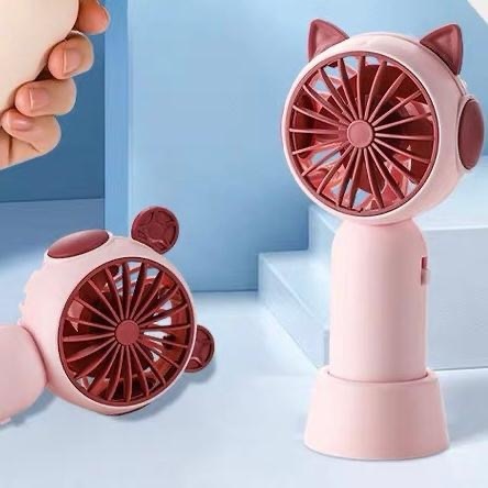 Mini Ventilador Rosa Gatinho/Urso Recarregável Portátil De Mão e Mesa Usb