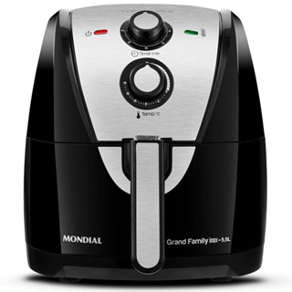 Fritadeira Sem Óleo Air Fryer Mondial Grand Family Af-55i 5,5 Litros (Selecione a Voltagem) 1900W Preto Inox