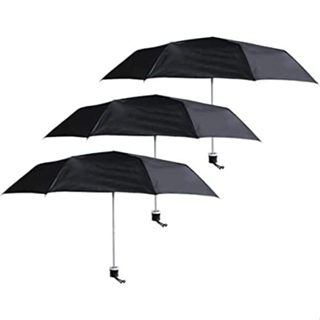 Kit 3 Sombrinha Guarda Chuva De Bolsa Preta Unissex Mochila Pequena