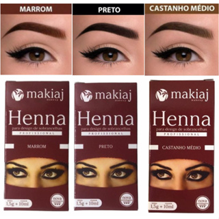 Kit Com 3 Henna Sobrancelhas Makiaj Alto Rendimento E Fixação Rena Original em Oferta na Shopee