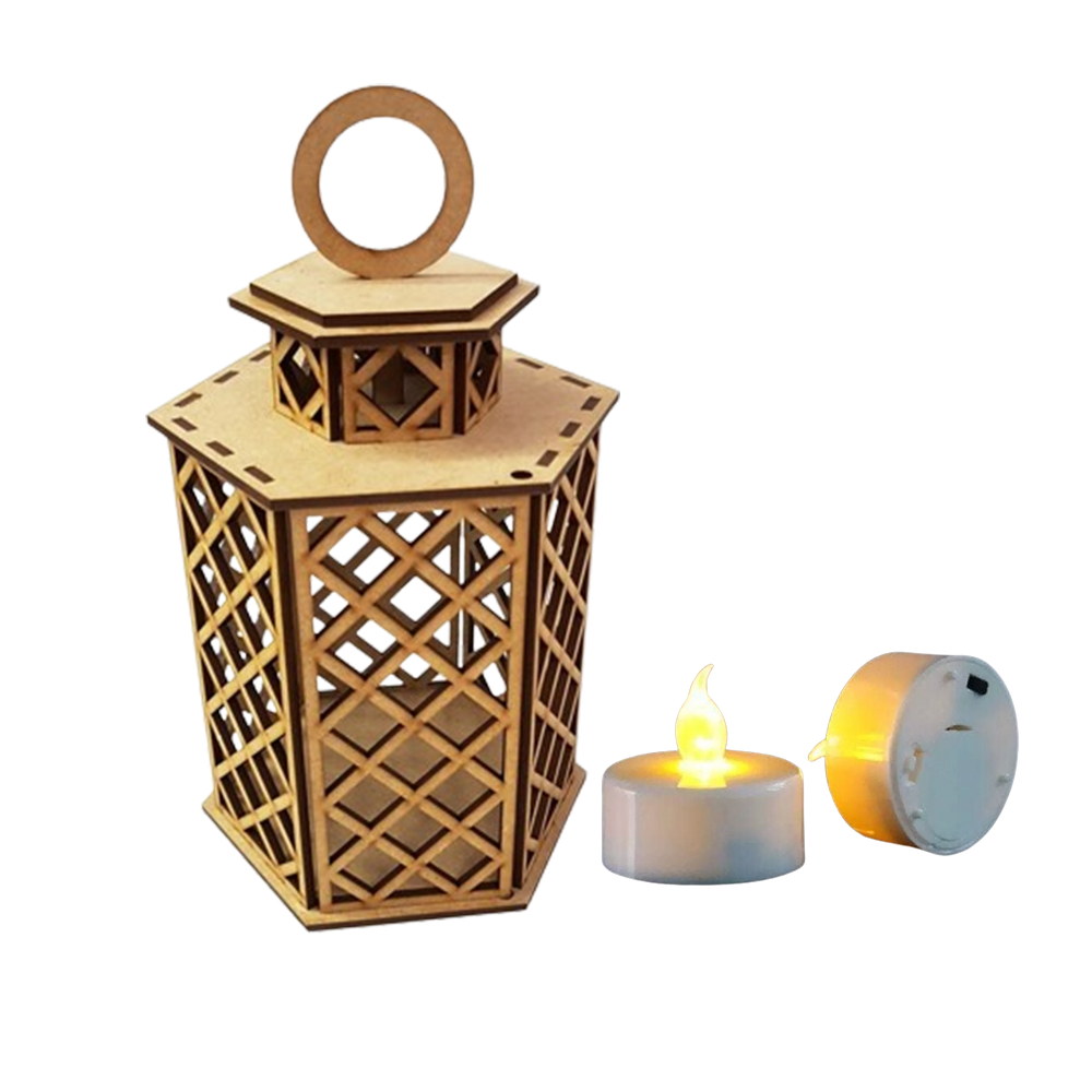 Luminária Decorativa Retrô Vintage com Vela Artificial de Led 23x10cm em MDF 3mm