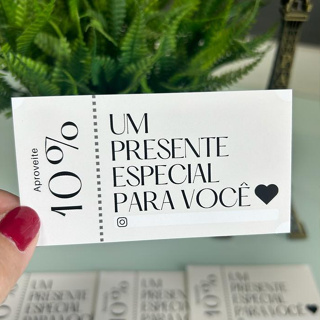 Cartão desconto cliente | Obrigada pela compra | Cartão agradecimento | Vale Desconto | Ticket minimalista | Papelaria em Oferta na Shopee