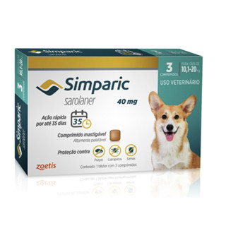 Antipulgas Para Cães Simparic 40mg 10-20kg 3 Comprimidos-nfe