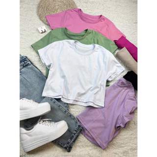 Cropped Liso Basica T-Shirt Curto Feminina Tecido Algodão 100% Gola Careca Simples