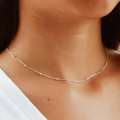 Colar Choker feminina folheado banhada a prata 925