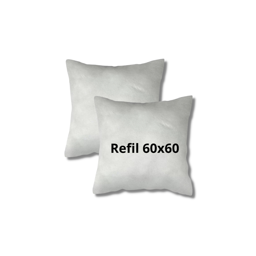 KIT 2 REFIL PARA CAPA DE ALMOFADA 55x55, ENCHIMENTO DE SILICONE 100% VIRGEM - TAMANHO DO REFIL 60x60