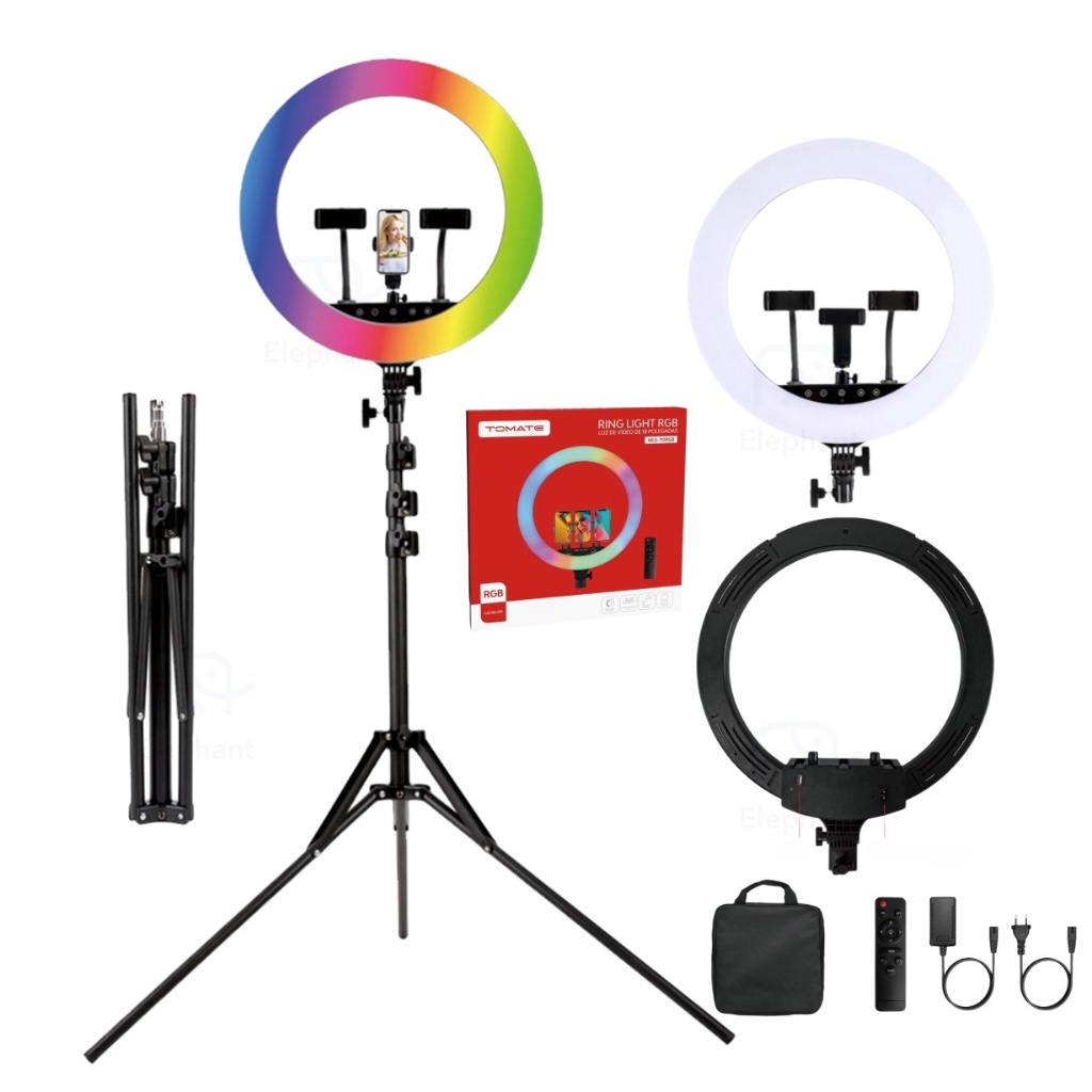 Ring Light Iluminador Colorida Rgb Led 18 Polegada 46cm Tripé 2m Com 3 Suportes