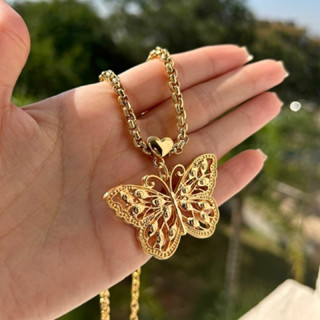 Colar Borboleta Luxo com Banho de Ouro e Garantia AH12