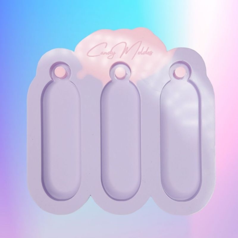 Molde de Silicone Tag Arrendondado 7,5cm 3 Cavidades artesanato - resina epóxi