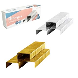 Grampo Para Grampeador Galvanizado Prata / Dourado NewPaper 5000 Peças 26/6 em Oferta na Shopee