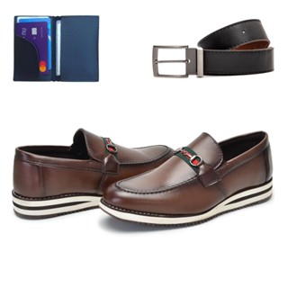 Sapato Sapatênis Masculino Oxford Mocassim Loafer Esporte Fino Casual Social Confortável Casamento Festa Formatura Com Cinto E Carteira