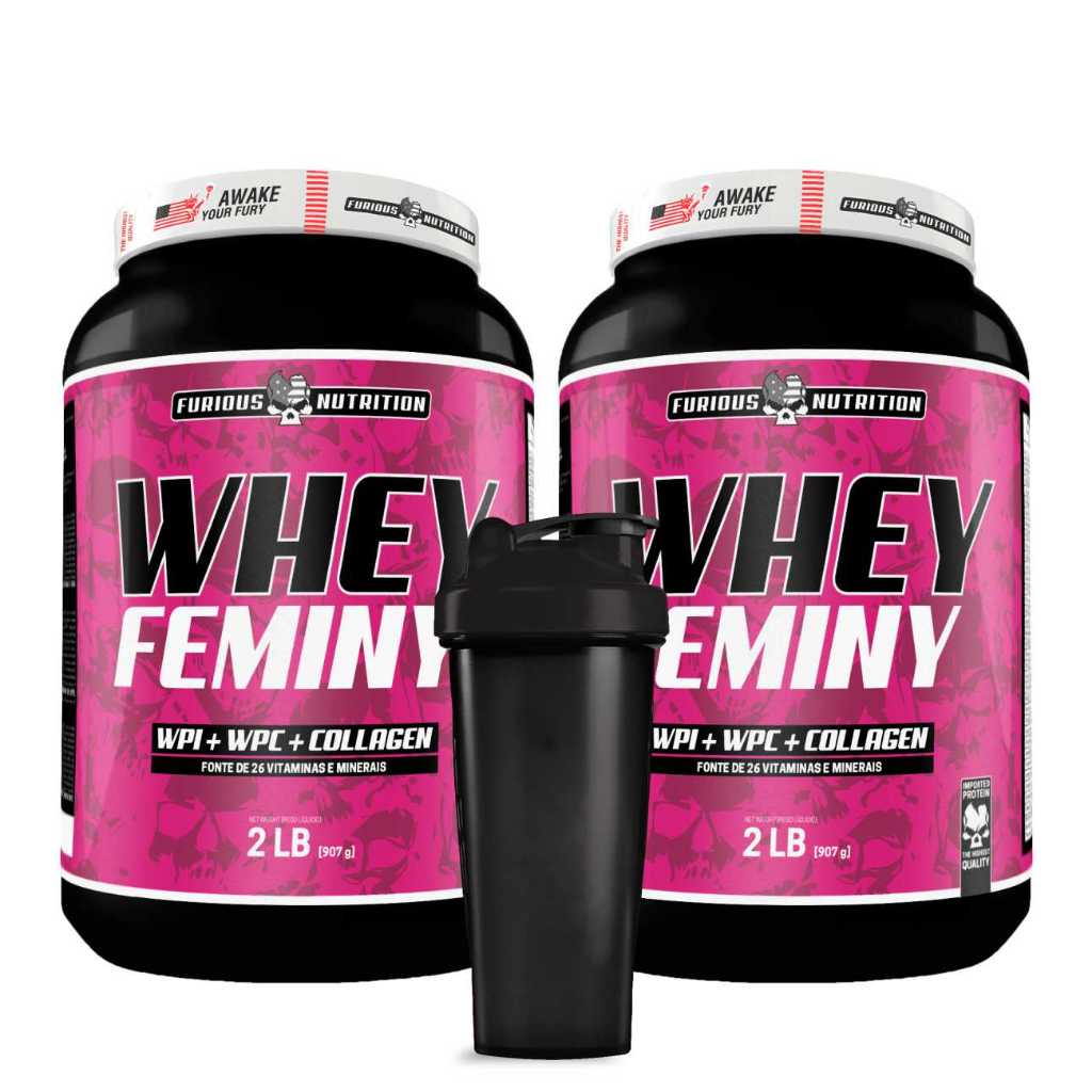 Kit Suplemento - 2x Whey Protein Feminino + Coqueteleira 600ml (Whey, Whay, Wey, Way)