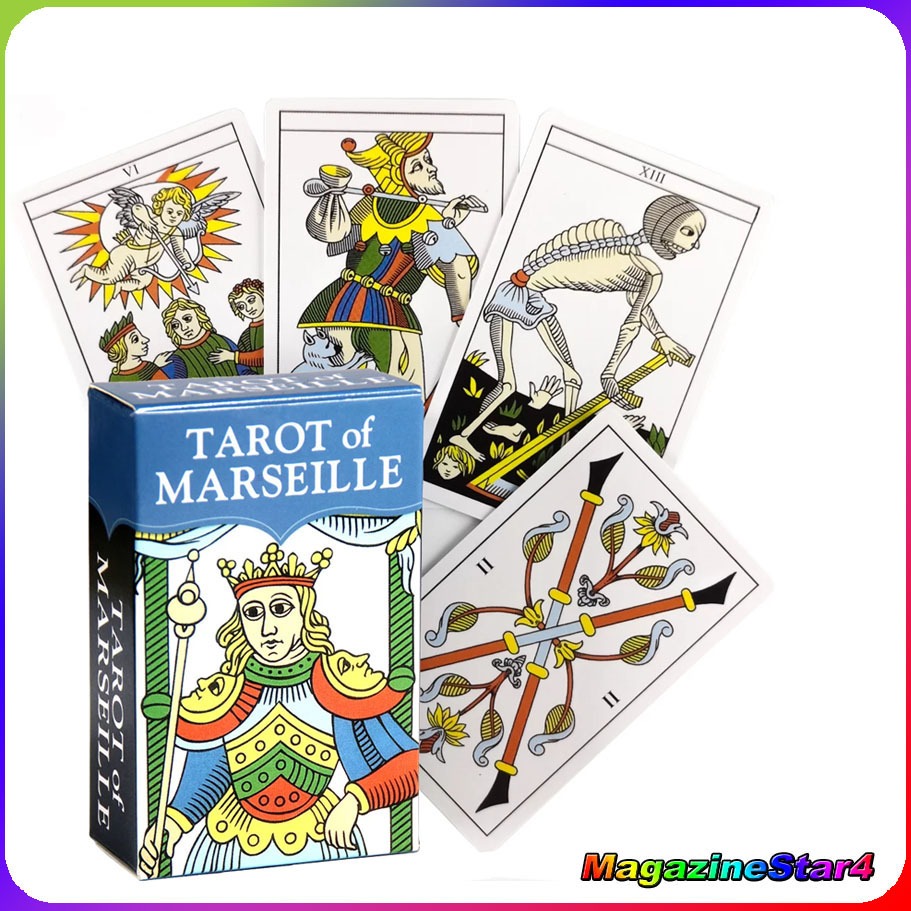 Mini Cartas de Tarô de Marselha - Tarot of Marseille – 78 Cartas Baralho Completo de Bolso