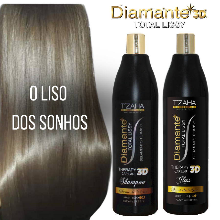 Escova progressiva tzaha diamante 3d kit 2x1000ml