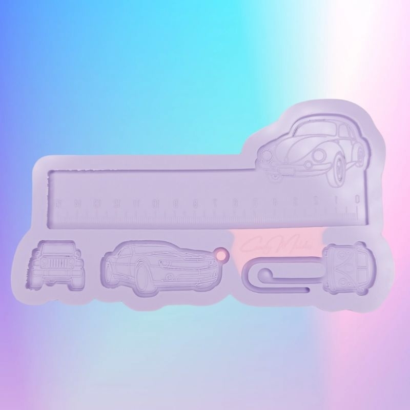 Molde de Silicone Kit régua clips pingente Carrinho 4 Cavidades - artesanato resina epóxi