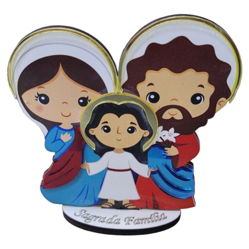 Imagem Sagrada Família Mdf acrílico em Oferta na Shopee