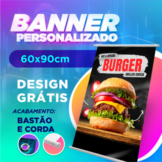 Banner Personalizado 60cmx90cm em Lona Resistente - Design Grátis - Pronto para Pendurar