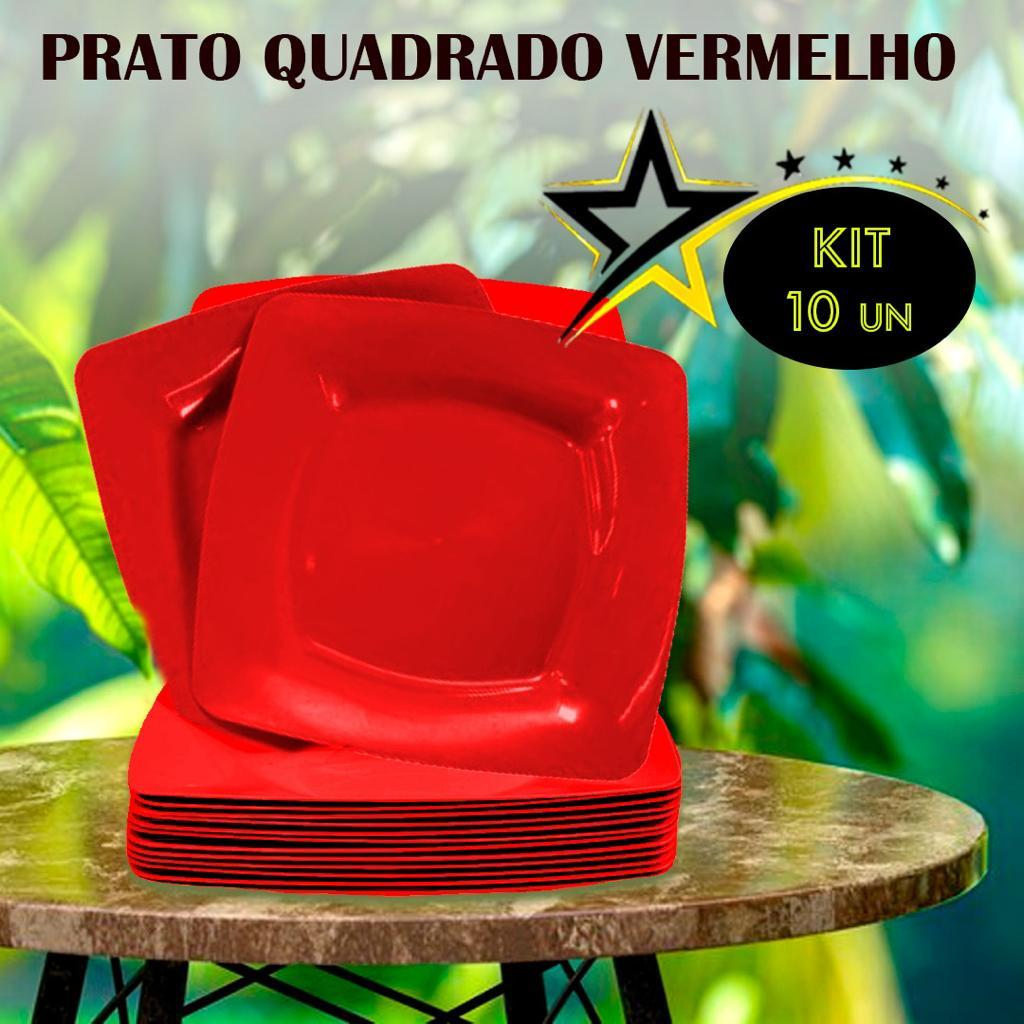 Kit 20 Pratos Quadrado vermelho Resistente P/ Churrasco Reutilizável Lanchonete Lanches em Oferta na Shopee