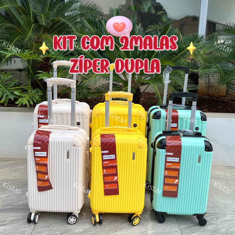 Mala De Viagem Dordo 10KG Expansível KIT COM 2 MALAS Zíper Dupla Rodas Dupla Removível FRETE MAIS BARATO top