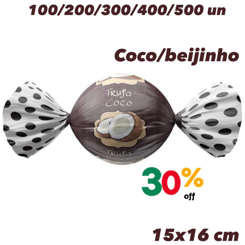 KIT EMBALAGEM PARA TRUFAS COCO / BEIJINHO 15x16 LIQUIDAÇÃO 30% OFF - Stationery