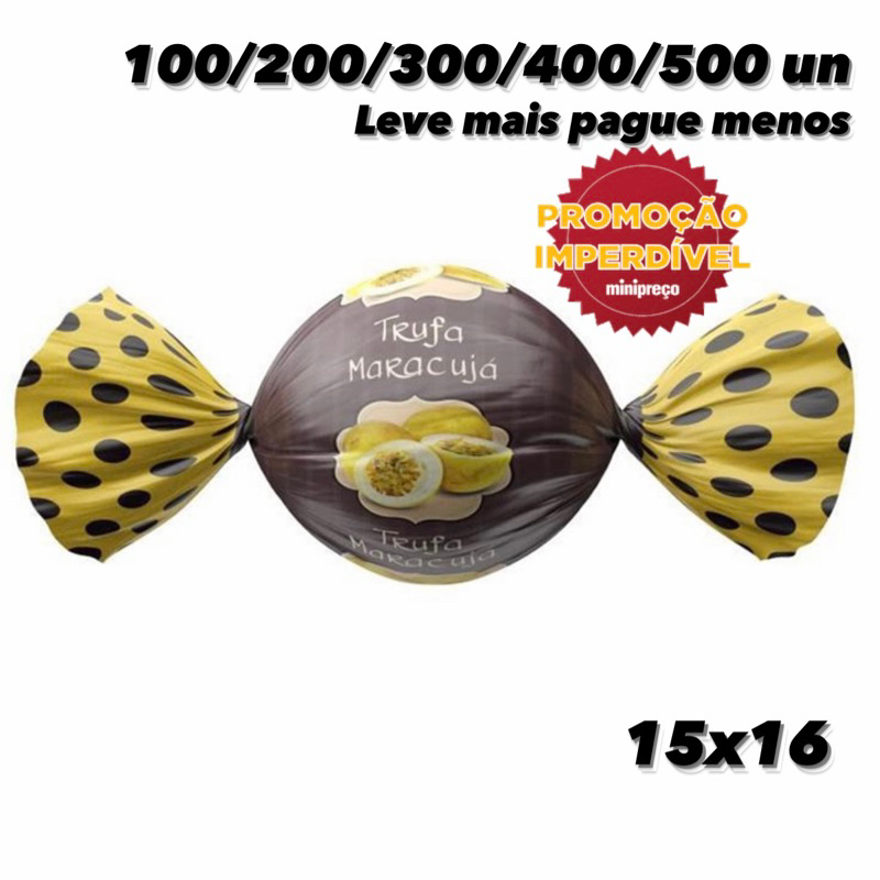 KIT EMBALAGEM PARA TRUFAS MARACUJA 15x16 LIQUIDAÇÃO 30% OFF em Oferta na Shopee