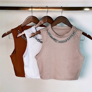 Cropped Top Regata Tecido Ribana Canelado Premium Corrente Verão Confortável