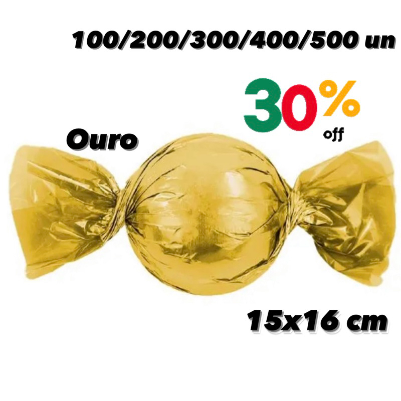 100~500 KIT EMBALAGEM PARA TRUFAS 15x16 AMARELO OURO LIQUIDAÇÃO (CHOCO)