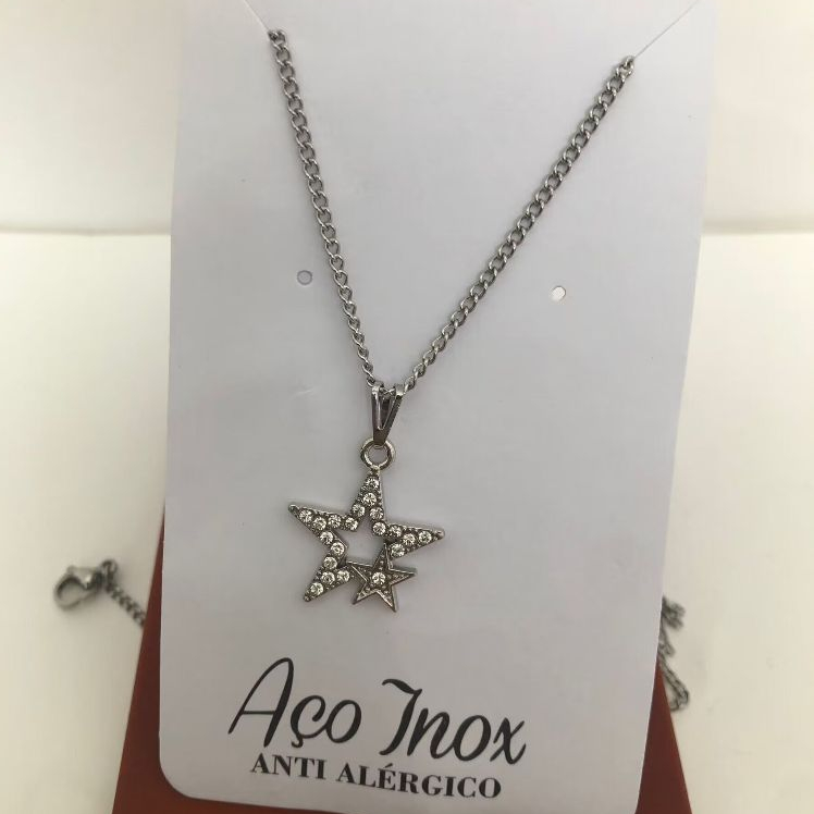 Colar de Aço Inoxidável com pingente Feminino em Oferta na Shopee